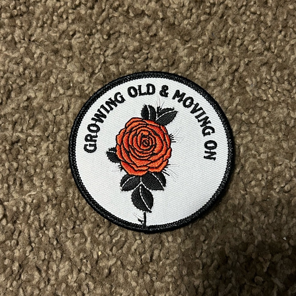 Growing Old and Moving On Rose Ball and Chain patch